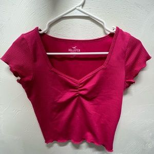 Pink Ruched Hollister Baby Tee, size small